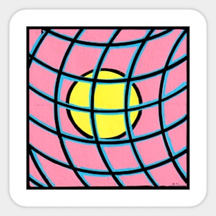 Pink Yellow Blue Hemisphere Geometric Abstract Acrylic Painting Sticker